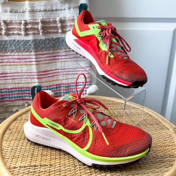 Nike React Pegasus Trail 4 Flywire Orange Neon Yellow Running Sneakers Women’s 8 - Picture 1 of 8